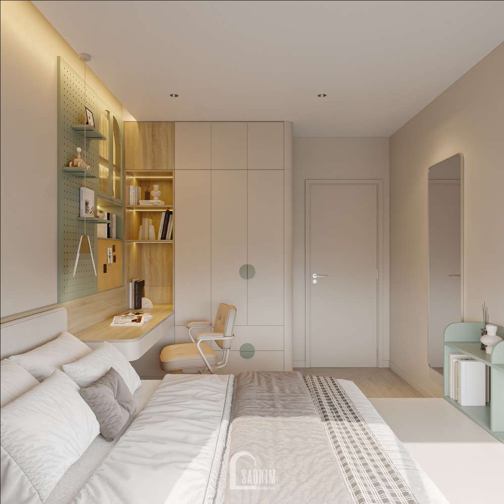 Thiết kế phòng ngủ cho bé trai căn hộ Viha Complex Leciva với điểm nhấn gam màu xanh tươi mát